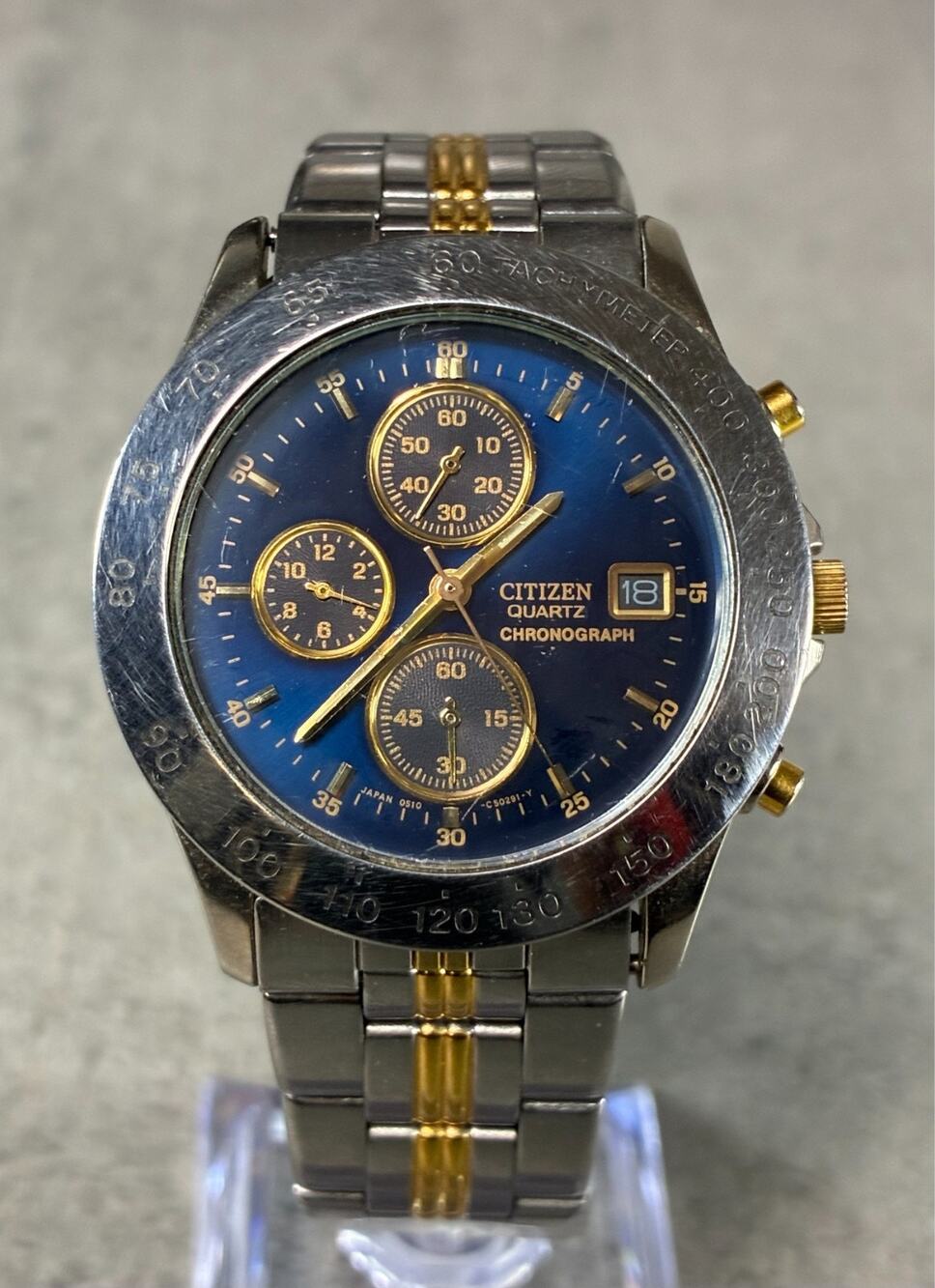 Rare Citizen 1993 Chronograph Works 0510‑C50065 KA Blue Men's Watch Parts Repair